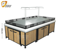 Custom Oem Winkel Display Gondel Supermarkt Rack 1200Mm Houten Mobiele Groente En Fruit Display Plank Vers Voedsel Stand