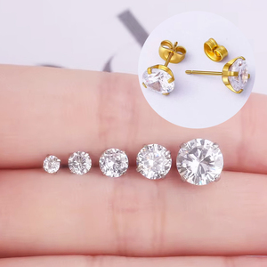 Joyería de mujer de alta calidad CZ Ear Piercing Helix Pendientes Hipoalergénico Acero inoxidable Cubic Zirconia Stud Pendientes - Product Image 3