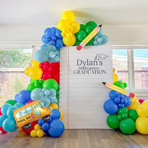 Kit Arco di <span class=keywords><strong>Palloncini</strong></span> <span class=keywords><strong>Arcobaleno</strong></span> per il Ritorno a Scuola <span class=keywords><strong>con</strong></span> <span class=keywords><strong>Palloncini</strong></span> in Foil a Forma di Matita, Scuolabus e ABC per Feste di Laurea e Forniture per Aule - Product Image 4