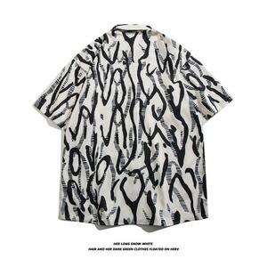 Camisa de Verano para Hombre, Tejida, Holgada, Delgada, Estampado Digital Hawaiano, Transpirable, Cuello Abotonado, Manga Corta, Casual, para Vacaciones en la Playa, para Parejas, OEM - Product Image 2