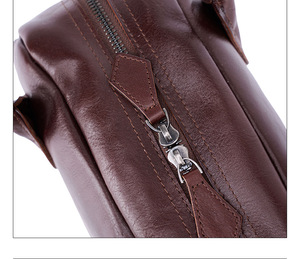 Sac à main minimaliste coréen en cuir véritable avec doublure en coton, fermeture éclair et deux poignées - Product Image 5