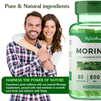 Kapsul Moringa Superfood Herbal OEM Mentah 100% Alami 60p Bubuk Moringa Mendukung Kesehatan Imunitas & Tulang Dewasa