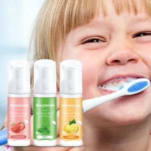 Pasta de dente infantil de marca própria sabor morango pasta de dente de espuma 50ml limpeza profunda