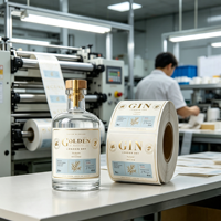 Étiquette de bouteille personnalisée écologique holographique 3D avec vernis, gaufrage en feuille d'or métallique, autocollant adhésif imprimé pour emballage