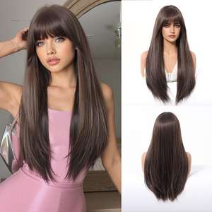 Perruque synthétique transparente haute température pour femme, avec fibres longues ondulées, effet naturel et volumineux, petite taille, vente en gros - Product Image 6