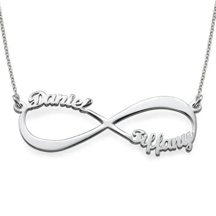 Personalized 925 Silver Getname Necklace Personalized Infinity Family Name Pendant with Any Names Eternal Infinity Name Necklace