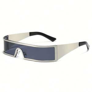 Lunettes de soleil Y2K tendance vintage à petite monture avec logo personnalisé, verres monobloc en alliage UV400, style punk - Product Image 6