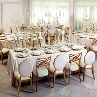 Chaise de banquet européenne dorée à dossier rond, chaise de luxe pour mariage, chaise de salle à manger pour hôtels et événements