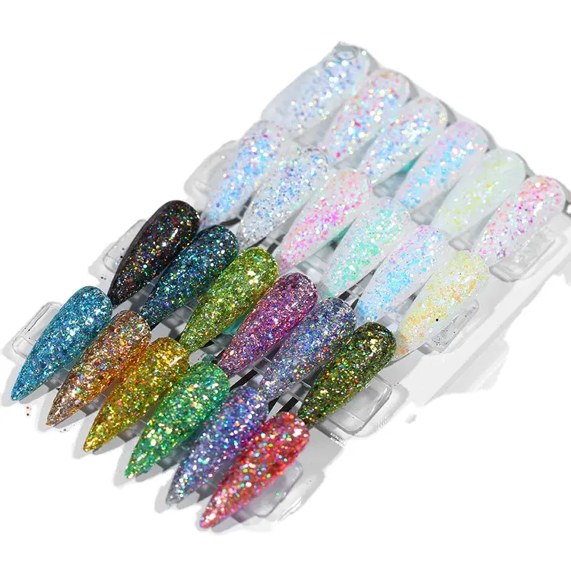 12 Stks/set Knipperende Kristal Diamant Pailletten Serie Multicolor Pak Acryl Nagel Glitter Poeder Voor Nail Art