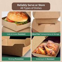 Boîtes à clapet ventilées, recyclables, en carton, pour la restauration, emballages alimentaires jetables, boîte à burger robuste, boîte brune