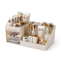 Boîte de rangement cosmétique tendance en plastique, anti-poussière, avec compartiments, organisateur de bureau pour maquillage, soins de la peau et rouges à lèvres, style européen