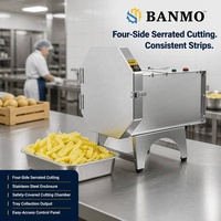 BANMO Vierzijdige Crinkle Aardappel Snijmachine Commerciële Gegolfde Reepjes Snijder Groente Friet Apparaat RVS Unit