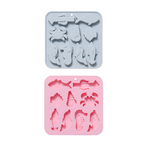 Moldes de Silicona con Diseño de Vida Marina para Pasteles, Reutilizables, de Grado Alimenticio, Lindos Moldes Magnéticos de Silicona para Chocolate, Dulces y Hielo - Product Image 1
