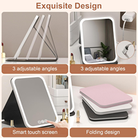 Miroir de Maquillage LED avec Éclairage pour Dortoirs Étudiants, Miroir de Coiffeuse de Bureau pour Femmes avec Lumière d'Appoint, Design Intelligent sur Pied, Miroir de Retouche Tactile