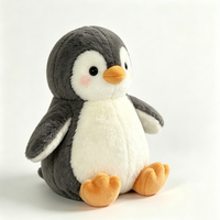 Pingüino de peluche personalizado, pingüino gris y blanco, peluche suave de pingüino