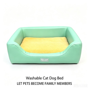 OEM Custom Logo Solid Wood <b>Frame</b> Waterproof PU Leather <b>Raised</b> Orthopedic Dog <b>Bed</b> Washable Luxury Pet <b>Bed</b> <b>For</b> Large Dogs - Product Image 1