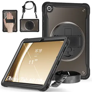 360 Rotate Hands Grip Rugged Case For Samsung Galaxy Tab A9 Plus 11inch SM-X210 X215 X216 Built In Shoulder Strap