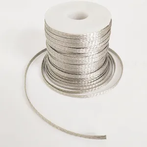 Flat tinned copper braid 1/4'' width 25' Length, flat copper braided wire manufacturer