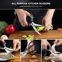 Ciseaux de cuisine multifonctionnels Coude en acier inoxydable Ciseaux à os de poulet Outil de coupe de viande pour barbecue extérieur