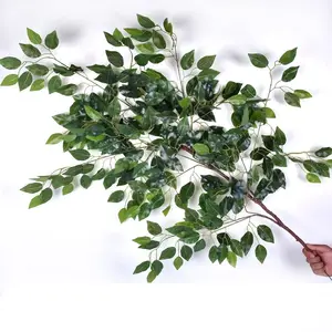 Y-M011 싼 장식적인 녹지는 결혼식 거는 훈장을 위한 인공적인 플라스틱 Ficus banyan 나무 분지를 떠난다