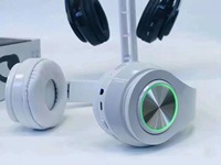 B39 headphone nirkabel, headset nirkabel dapat dilipat mendukung kartu TF B39 lampu LED