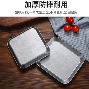 Stainless Steel Snack Plate 14x14cm Square Retro Style Cold Dish Vegetable Plate <b>Barbecue</b> Tray Hotel Use - Product Image 5