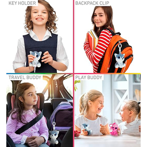 Porte-clés en peluche loup aux grands yeux, <span class=keywords><strong>animaux</strong></span> en gros, accessoires décoratifs d'<span class=keywords><strong>animaux</strong></span> <span class=keywords><strong>sauvages</strong></span>, porte-clés loup mignon de dessin animé - Product Image 2