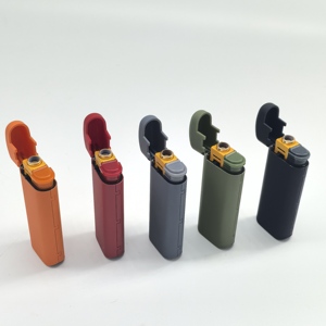 Briquet torche électronique coupe-vent en acier inoxydable, à gaz butane, pour cigarettes, avec pare-vent mince en plastique - Product Image 3