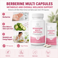 Capsules de complément alimentaire antioxydant complexe de berbérine synergique moléculaire pour adultes, livraison standardisée, précision de laboratoire