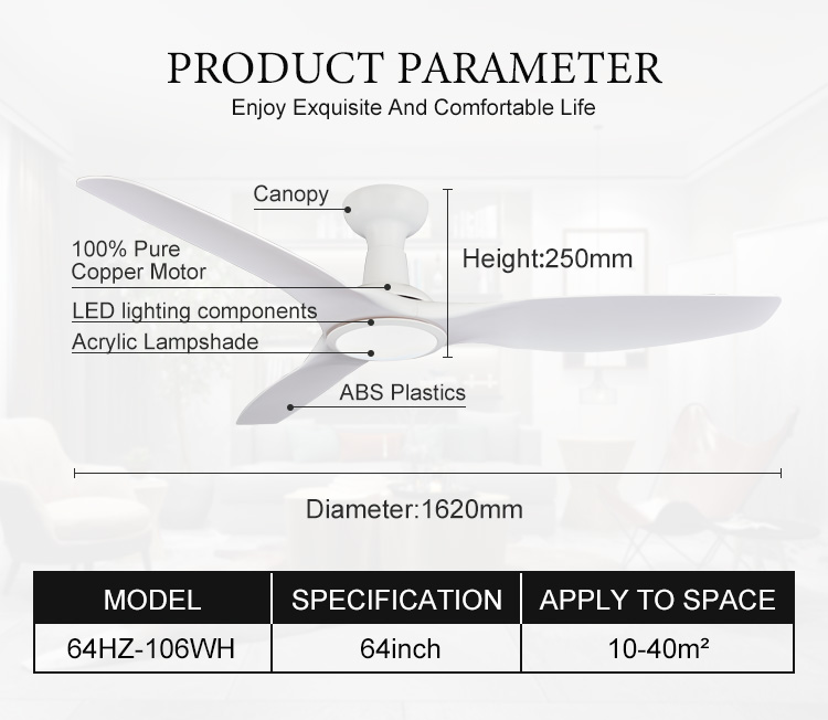 Factory wholesale new Led ceiling lamp luxury led ceiling fan with light and remote 64/52" ceiling fan