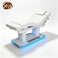 Table de massage électrique professionnelle pour soins du visage avec lumière d'ambiance LED, lit de massage électrique inclinable pour cils, table de spa