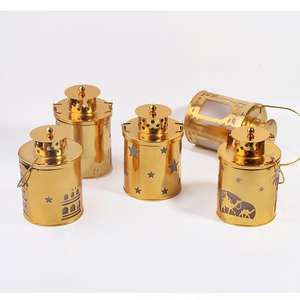 Lanterne de petite taille en forme de château du Moyen-Orient, décoration de festival des lanternes, lampe à vent dorée ajourée, Ramadan, alimentée par batterie, <span class=keywords><strong>bougie</strong></span> LED - Product Image 5