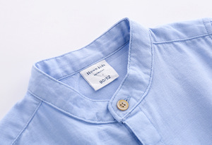 Chemise pour garçon style coréen, col montant, en coton, manches longues, dernier design, boutique en ligne pour enfants - Product Image 4