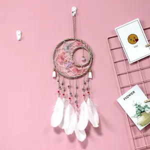 Artilady-atrapasueños hecho a mano de macramé, mariposa, pluma de viento, Luna, atrapasueños, colgante de pared, guardería, niños, Hogar, decoración de habitación