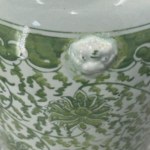 Новый китайский стиль различные стили домашнего декора зеленый D большой узор листьев Большая керамическая банка для имбиря с крышкой льва ваза для хранения - Product Image 4