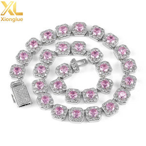 Fashion Pink Crystal Choker for Women Micro Pave Bling CZ Stone <b>Iced</b> <b>Out</b> Cluster Tennis <b>Chain</b> Necklace - Product Image 2