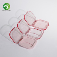 Boîte à blush portable carrée transparente à deux compartiments en plastique ABS, boîte vide de 6 g pour poudre compacte, conteneur pour matériaux d'emballage cosmétique