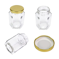 Grosir Botol Madu Kaca Heksagonal 6Oz 180Ml 280Ml 380Ml 16Oz 500Ml dengan Gayung