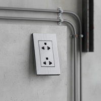 Prise murale encastrée multi-prises avec plaque de protection en acier inoxydable, double prise multifonction 3 broches pour la Thaïlande