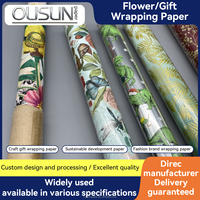 Feuilles de papier d'emballage colorées imprimées sur mesure pour les fleuristes et les boutiques de cadeaux, conception de logo, vente en gros