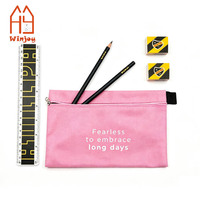 Trousse à crayons rose Oxford, ensemble de papeterie avec citation inspirante, sac à stylos avec crayons, règle, gomme, taille-crayon, kit cadeau pour étudiant