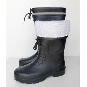 YL7418 Offre Spéciale hiver coton bottes <span class=keywords><strong>de</strong></span> <span class=keywords><strong>pluie</strong></span> bottes noires homme léger semelle épaisse extérieur manchette réglable avec cordon <span class=keywords><strong>de</strong></span> tirage - Product Image 6