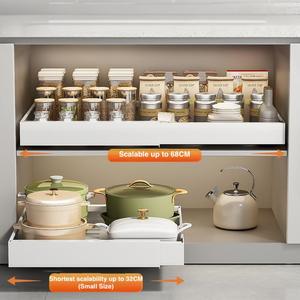 Niet-Geperforeerde Intrekbare Kast Met Uittrekbare Mand Opbergrek Gootsteen Lade Kom Mand Staand Type Keuken Opbergrek - Product Image 4