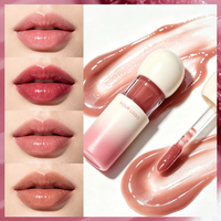 Tube de brillant à lèvres vide CC36645 en forme de boule mignonne, rose dégradé, avec logo personnalisé, contenant en plastique pour huile à lèvres, flacon d'emballage pour teinte à lèvres