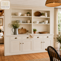 Buffet de style Shaker personnalisé pour ferme rustique |   Peint en blanc |   Poignée en laiton antique |   Vente en gros OEM