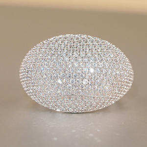 Anello da Cocktail da Donna T0929 con Sfera a Micro Pavé di Zirconia Cubica e Pietra Rotonda, Anelli alla Moda per Feste - Product Image 3