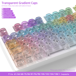 Teclas de perfil MOA de material PC transparente con degradado de color y diseño ruso para teclado mecánico, en stock de fábrica - Product Image 2