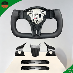 Volant en cuir de style sportif personnalisé pour Tesla Model Y et Model 3, inspiré du design d'avion - Product Image 1