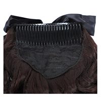 Postiche queue de cheval bouclée Regency avec nœud, fibres synthétiques, demi-perruque, pour costume de dame coloniale chinoise (foncé)