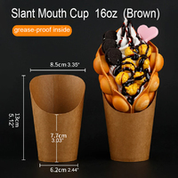 MOQ 100 pièces Gobelets en carton kraft inclinés de 16 oz pour frites, coupes à rouleaux d'œufs jetables, coupes à glace, contenants pour poulet frit